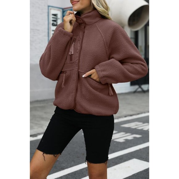 Women's Red Brown Fuzzy Fluffy Fleece Vest Jacket Coats Winter Warm Outwear - Picture 2 of 7